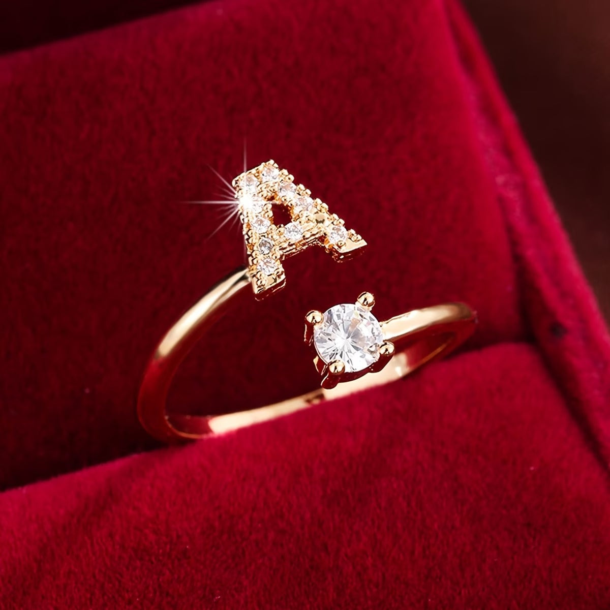 Adjustable Initial Ring "A Gold"