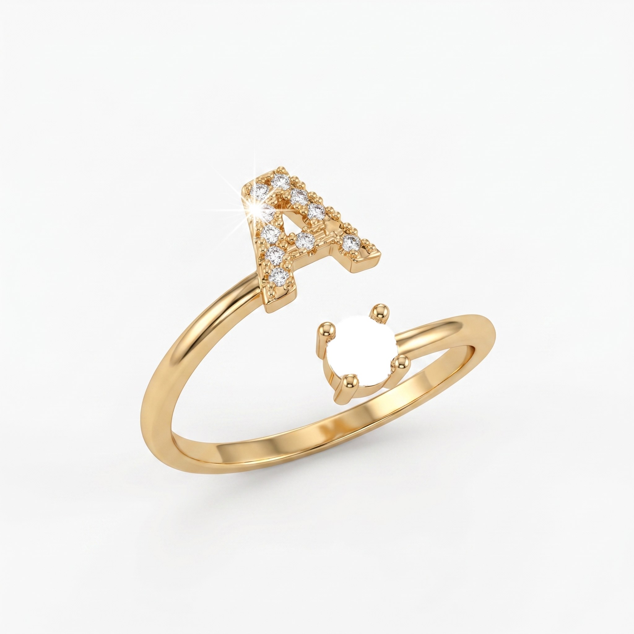 Adjustable Initial Ring "A Gold"